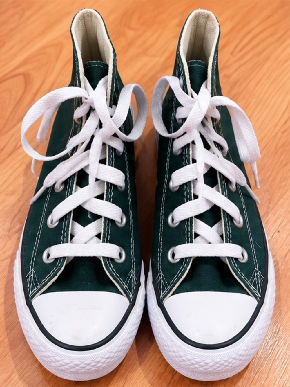 Converse High-Top Sneakers in Dark Green with White Laces